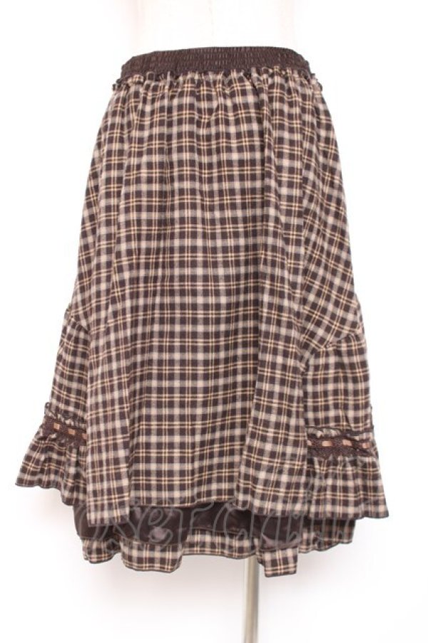 画像3: axes femme / チェック柄ミディスカート M 茶 Y-26-01-07-170-AX-SK-SZ-ZY (3)