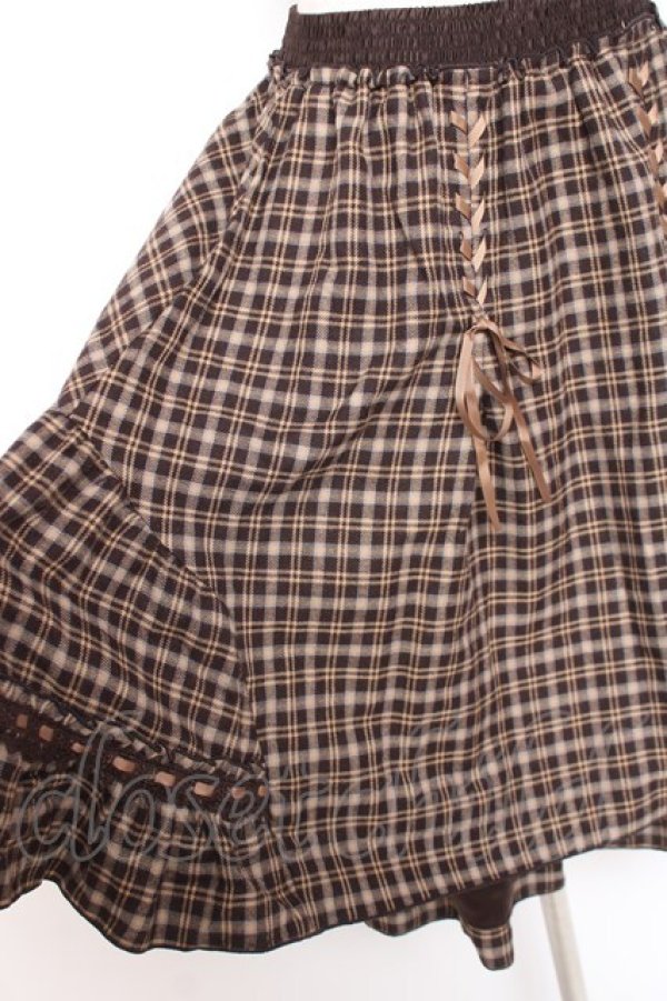 画像4: axes femme / チェック柄ミディスカート M 茶 Y-26-01-07-170-AX-SK-SZ-ZY (4)