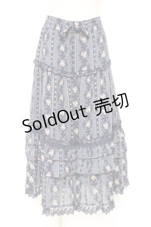 画像: axes femme / 花柄ロングスカート M 紺 Y-26-01-07-173-AX-SK-SZ-ZY