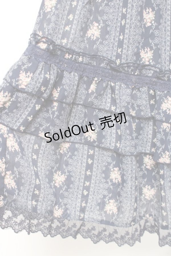 画像3: axes femme / 花柄ロングスカート M 紺 Y-26-01-07-173-AX-SK-SZ-ZY (3)