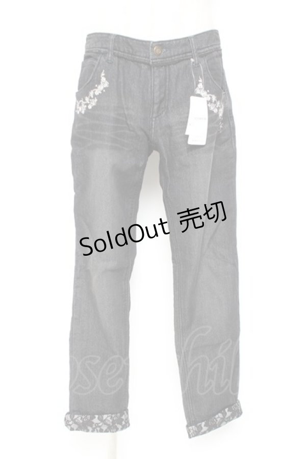 画像1: axes femme / ドビーデニムボーイズパンツ L 黒 Y-26-01-07-174-AX-PA-SZ-ZY (1)