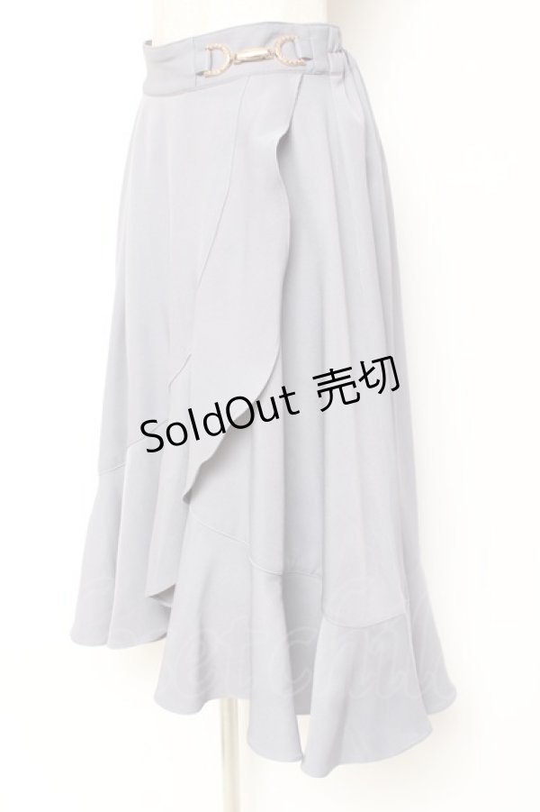 画像2: axes femme POETIQUE / ラッフルフリルラップ風スカート M ブルーグレー Y-26-01-07-175-AX-SK-SZ-ZY (2)