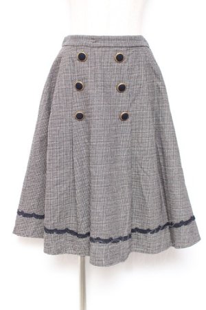 画像: axes femme / ダブル釦サイドプリーツスカート M 紺 Y-26-01-07-179-AX-SK-SZ-ZY