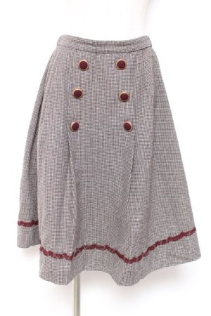 画像: axes femme / ダブル釦サイドプリーツスカート M ワイン Y-26-01-07-180-AX-SK-SZ-ZY