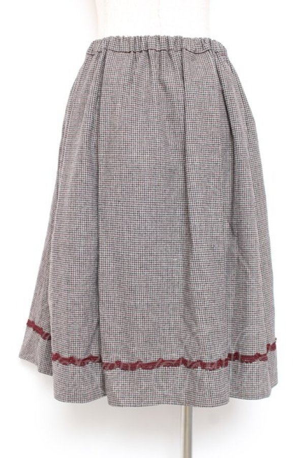 画像2: axes femme / ダブル釦サイドプリーツスカート M ワイン Y-26-01-07-180-AX-SK-SZ-ZY (2)