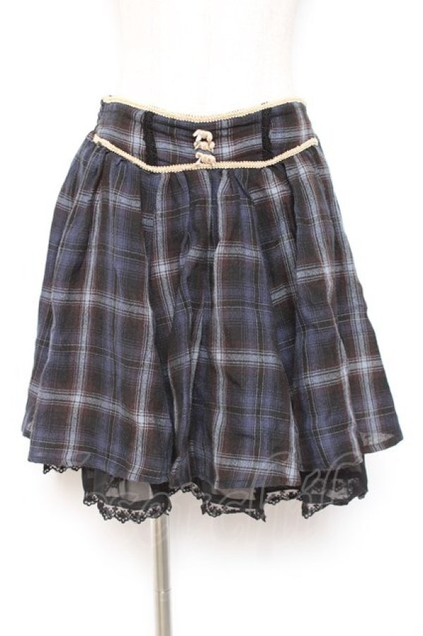 画像1: axes femme / チェック柄スカート M 紺 Y-26-01-07-181-AX-SK-SZ-ZY (1)