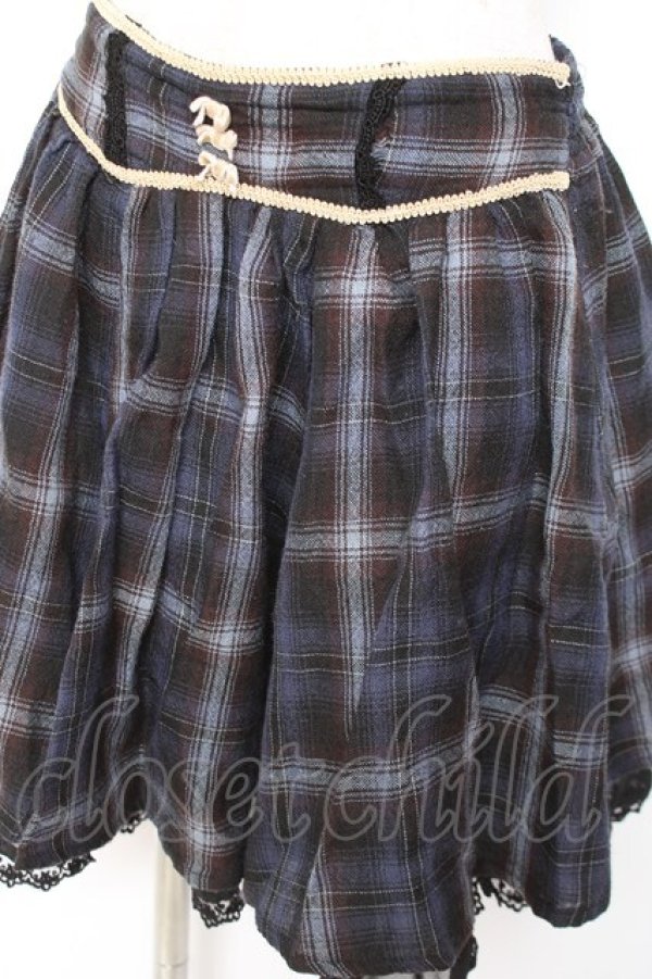 画像3: axes femme / チェック柄スカート M 紺 Y-26-01-07-181-AX-SK-SZ-ZY (3)