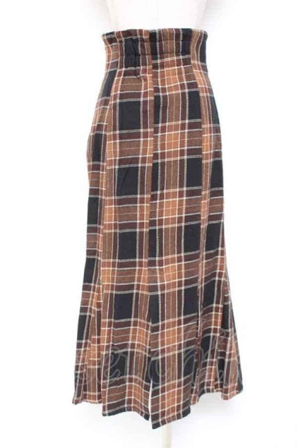 画像3: natural couture / ビッグチェックハイウエストマーメイドスカート M ブラウン Y-26-01-07-182-LO-SK-SZ-ZY (3)