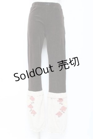 画像: axes femme / 裾ファー刺繍入りパンツ  茶 Y-26-01-07-184-AX-PA-SZ-ZY