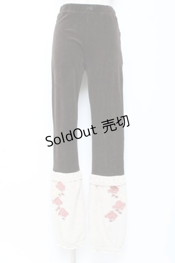 画像1: axes femme / 裾ファー刺繍入りパンツ  茶 Y-26-01-07-184-AX-PA-SZ-ZY (1)