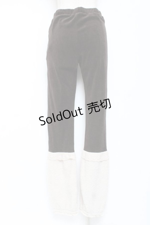 画像2: axes femme / 裾ファー刺繍入りパンツ  茶 Y-26-01-07-184-AX-PA-SZ-ZY (2)