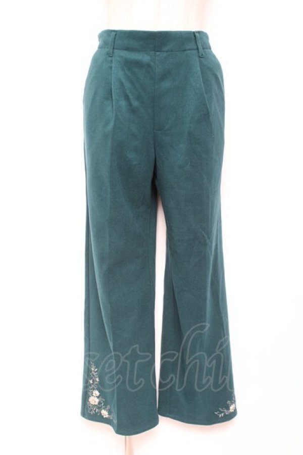 画像1: axes femme / 裾刺繍ストレートカットパンツ M グリーン Y-26-01-07-186-AX-PA-SZ-ZY (1)