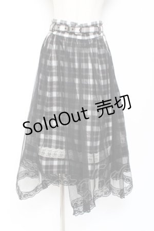 画像: axes femme POETIQUE / チュール重ねチェックスカート M 黒 Y-26-01-07-192-AX-SK-SZ-ZY