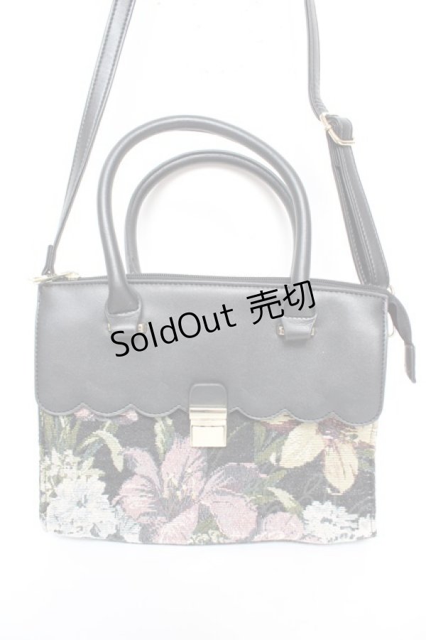 画像1: axes femme / ショルダー付きゴブランバッグ 265×210×140mm 黒 Y-26-01-07-026-AX-BG-SZ-ZY (1)