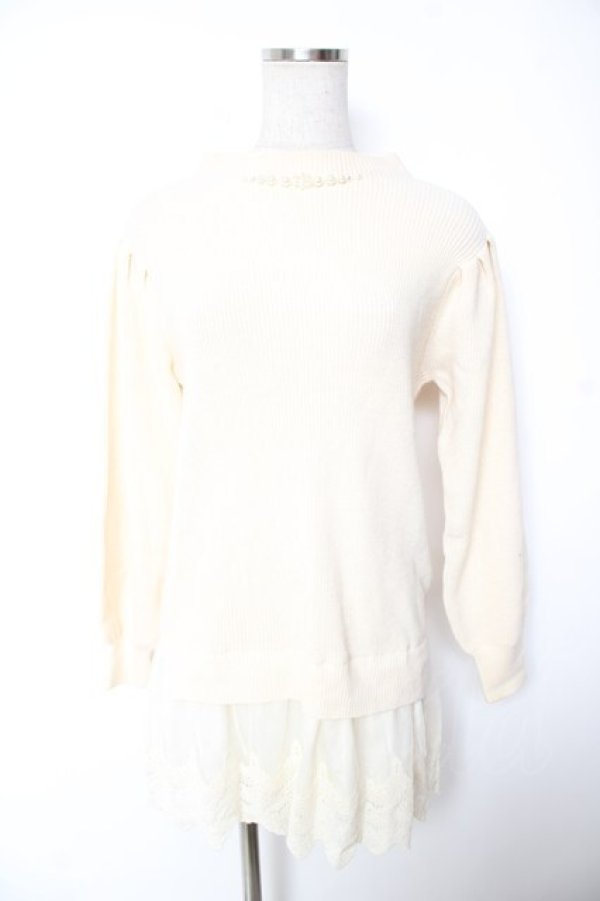 画像1: axes femme / 裾レースハイネックニット M 生成り Y-26-01-07-038-AX-TO-SZ-ZY (1)