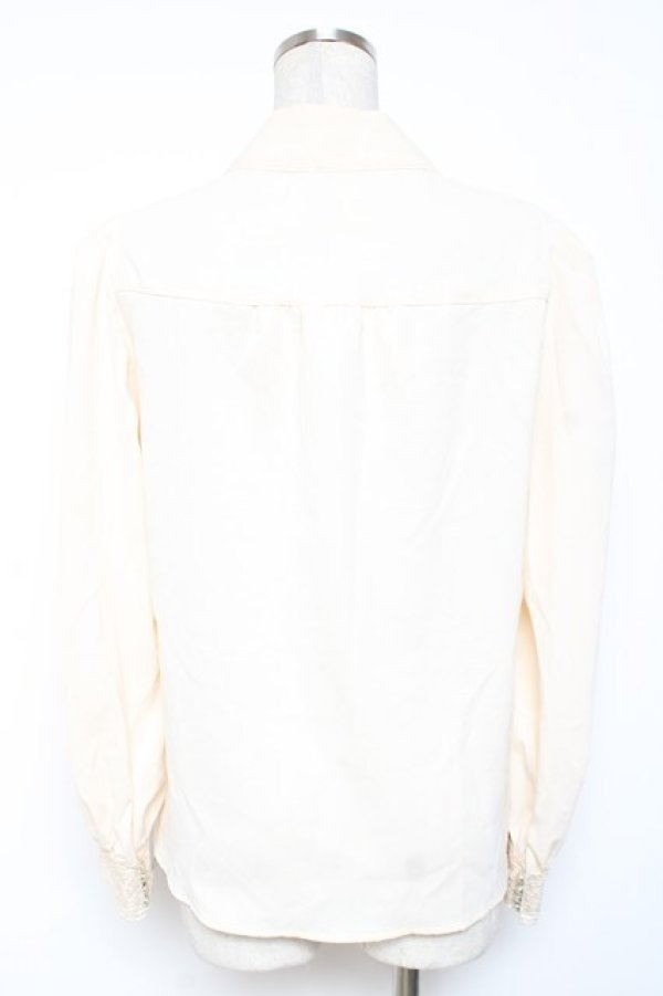 画像2: axes femme / 繊細レース重ねボウタイブラウス M 生成り Y-26-01-09-029-AX-BL-SZ-ZY (2)