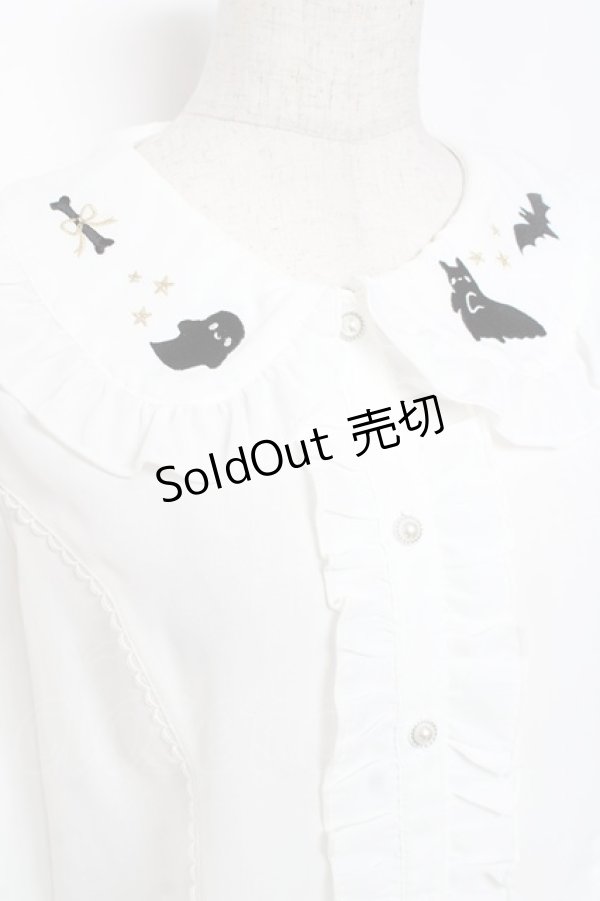 画像4: axes femme Kawaii / ハロウィンナイト刺繍ブラウス M 白 Y-26-01-09-030-AX-BL-SZ-ZS (4)