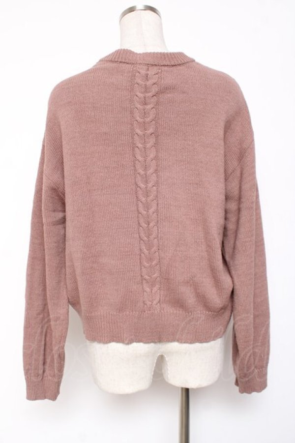 画像2: axes femme / パール×ケーブルニットカーデ F モカ Y-26-01-09-034-AX-TO-SZ-ZY (2)