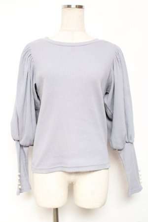 画像: axes femme POETIQUE / ボリューム袖リブカット M サックス Y-26-01-09-035-AX-TO-SZ-ZY