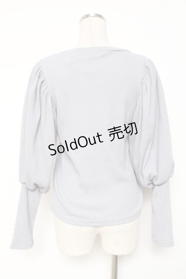 画像2: axes femme POETIQUE / ボリューム袖リブカット M サックス Y-26-01-09-035-AX-TO-SZ-ZS (2)