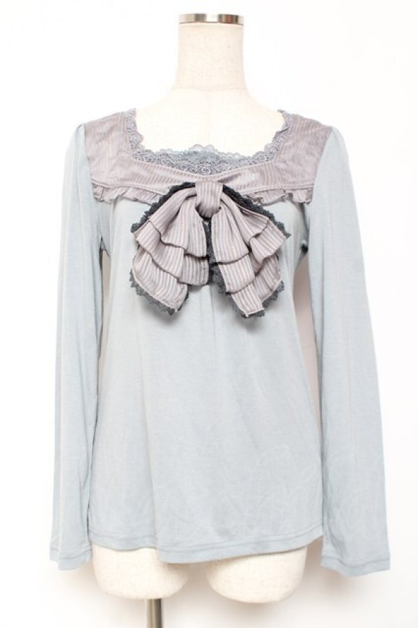 画像1: axes femme / 取り外しBIGリボンインナートップス M サックス Y-26-01-09-037-AX-TO-SZ-ZY (1)