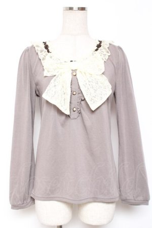 画像: axes femme / BIGレースリボンプルオーバー M グレー Y-26-01-09-040-AX-TO-SZ-ZY