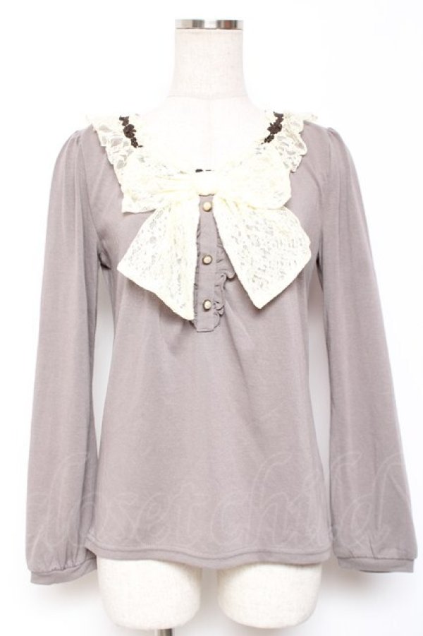 画像1: axes femme / BIGレースリボンプルオーバー M グレー Y-26-01-09-040-AX-TO-SZ-ZY (1)