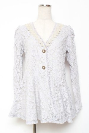 画像: axes femme / 総レースペプラムカーディガン M ラベンダー Y-26-01-09-041-AX-TO-SZ-ZI