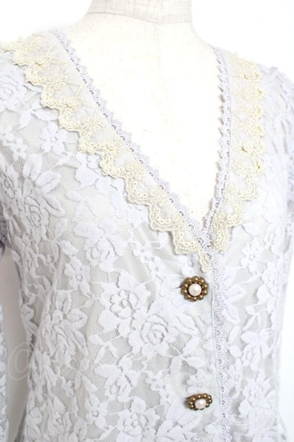 画像4: axes femme / 総レースペプラムカーディガン M ラベンダー Y-26-01-09-041-AX-TO-SZ-ZY (4)