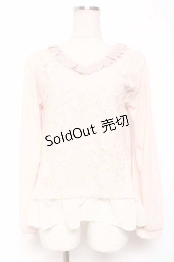 画像1: axes femme / 起毛レースVネックプルオーバー Ｍ アワピンク Y-26-01-09-042-AX-TO-SZ-ZY (1)