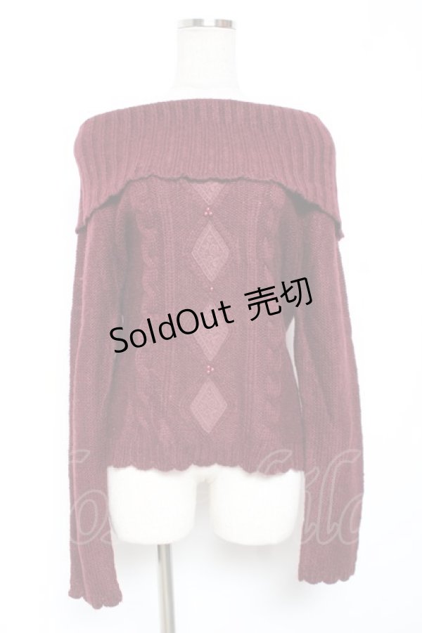 画像1: axes femme / ダイヤレースオフタートルプルオーバー Ｍ ワイン Y-26-01-09-045-AX-TO-SZ-ZY (1)