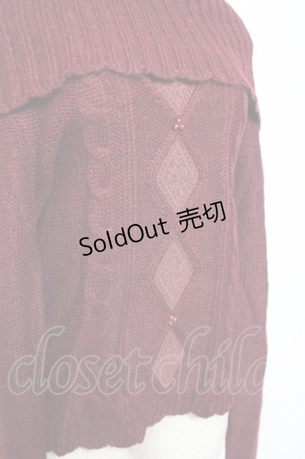 画像3: axes femme / ダイヤレースオフタートルプルオーバー Ｍ ワイン Y-26-01-09-045-AX-TO-SZ-ZY (3)