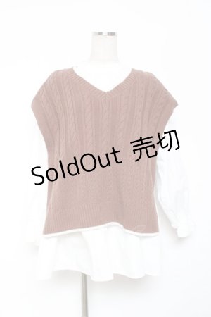 画像: axes femme / ニットベストアンサンブル F 茶 Y-26-01-09-047-AX-TO-SZ-ZI