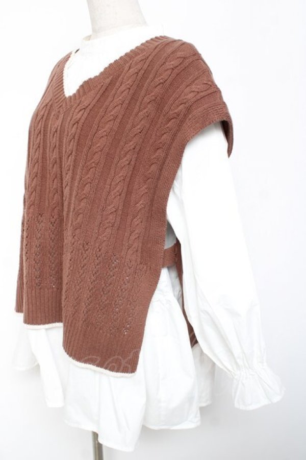 画像2: axes femme / ニットベストアンサンブル F 茶 Y-26-01-09-047-AX-TO-SZ-ZY (2)