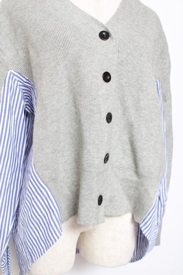 画像3: axes femme / シャツ配色カーディガン Ｍ グレー Y-26-01-09-049-AX-TO-SZ-ZY (3)