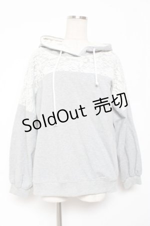 画像: axes femme / レース切替フーディーパーカー M グレー Y-26-01-09-051-AX-TO-SZ-ZY