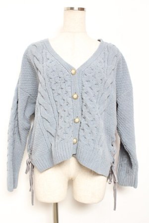 画像: axes femme / サイドレースアップニットカーディガン M サックス Y-26-01-09-055-AX-TO-SZ-ZI