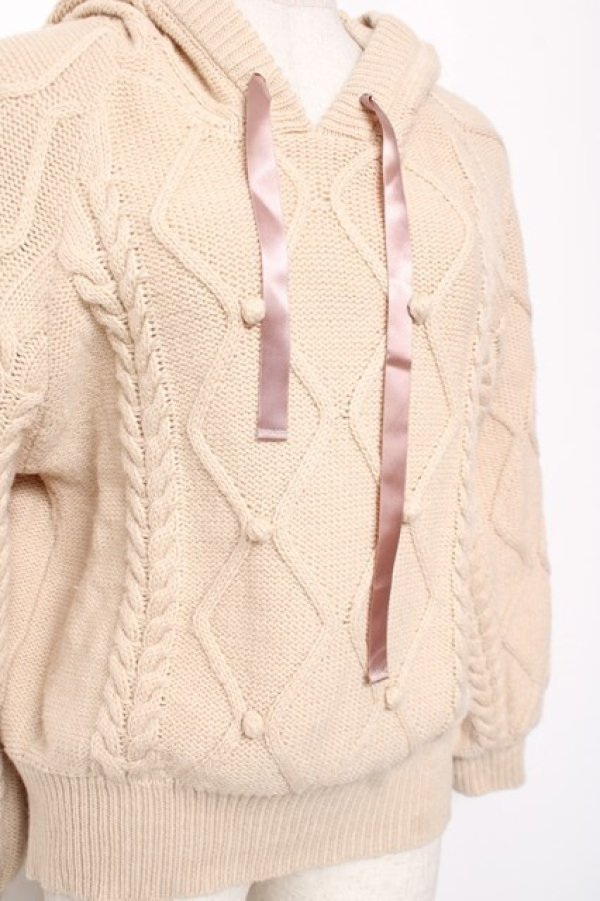 画像3: axes femme / ケーブル編みニットパーカー M 生成り Y-26-01-09-057-AX-TO-SZ-ZY (3)