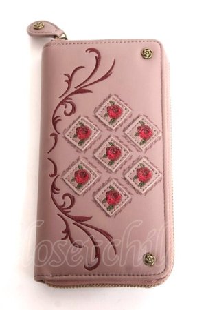 画像: axes femme / バラパッチワーク長財布  淡ピンク Y-26-01-09-007-AX-ZA-SZ-ZY