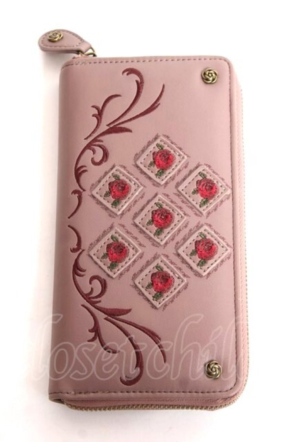 画像1: axes femme / バラパッチワーク長財布  淡ピンク Y-26-01-09-007-AX-ZA-SZ-ZY (1)