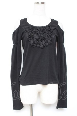 画像: BPN / フリル肩開きカットソー M 黒 Y-26-01-09-061-GO-TO-SZ-ZY