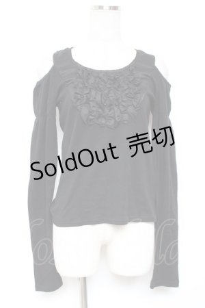画像: BPN / フリル肩開きカットソー M 黒 Y-26-01-09-061-GO-TO-SZ-ZY