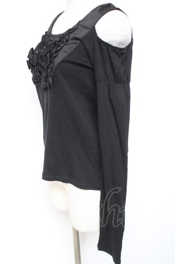 画像2: BPN / フリル肩開きカットソー M 黒 Y-26-01-09-061-GO-TO-SZ-ZY (2)