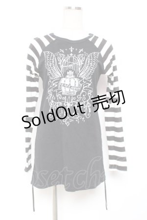 画像: PEACE NOW / ボーダー切替プリントカットソー F 黒 Y-26-01-09-063-PU-TO-SZ-ZY