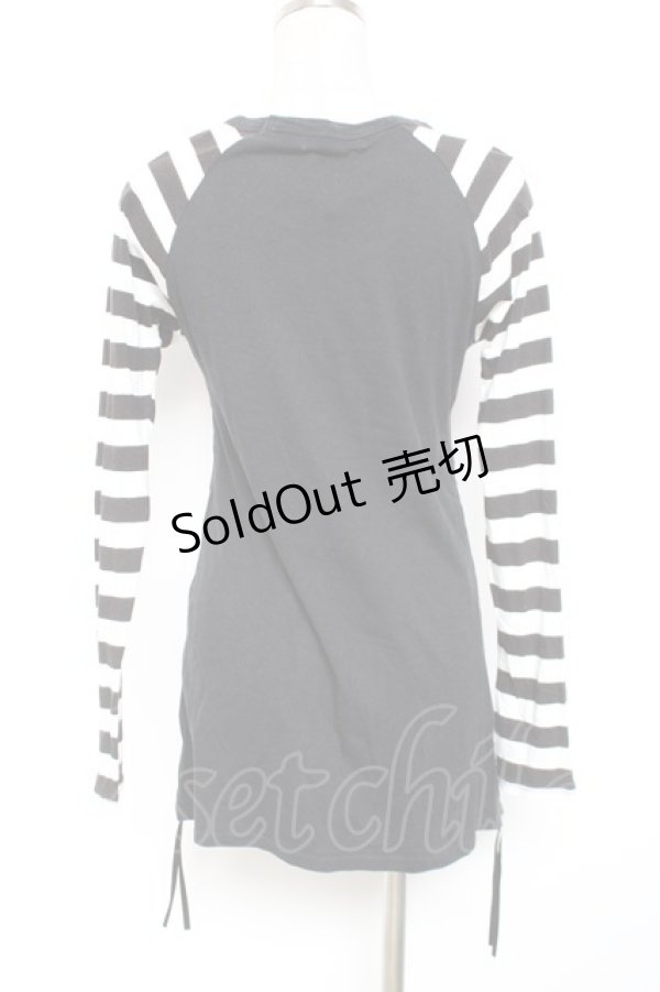 画像2: PEACE NOW / ボーダー切替プリントカットソー F 黒 Y-26-01-09-063-PU-TO-SZ-ZY (2)