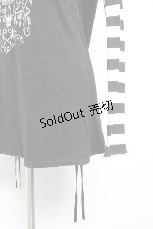 画像3: PEACE NOW / ボーダー切替プリントカットソー F 黒 Y-26-01-09-063-PU-TO-SZ-ZY (3)