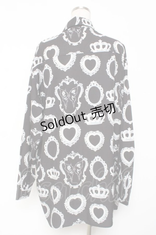 画像2: Amilige / フレームプリントシャツ  黒 Y-26-01-09-064-PU-BL-SZ-ZY (2)