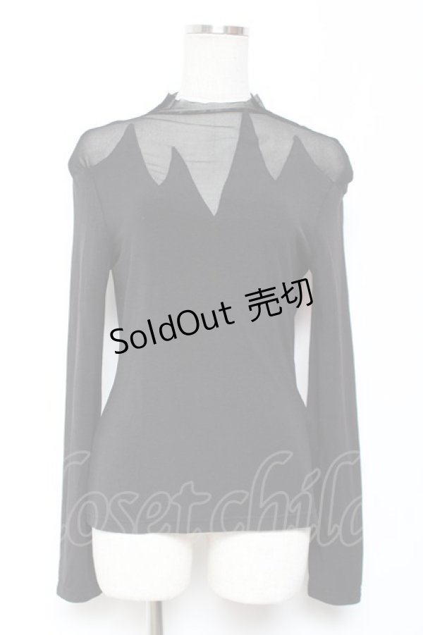 画像1: PUNK RAVE / メッシュ切替ハイネックトップス M-L ブラック Y-26-01-09-066-PU-TO-SZ-ZY (1)