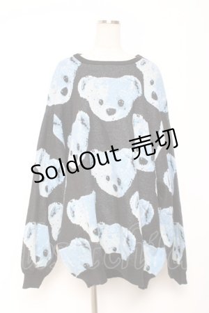 画像: TRAVAS TOKYO / BEAR FACES総柄ジャガードプルオーバーニット F ブルー Y-26-01-09-068-PU-TO-SZ-ZY