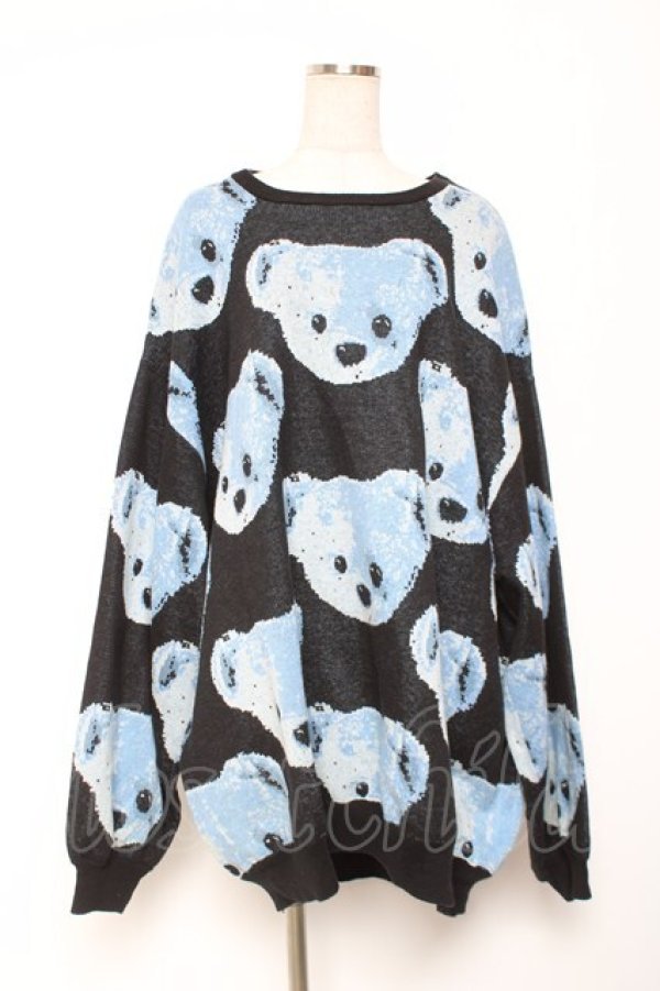 画像1: TRAVAS TOKYO / BEAR FACES総柄ジャガードプルオーバーニット F ブルー Y-26-01-09-068-PU-TO-SZ-ZY (1)